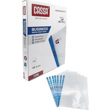 Sync Ticaret Poşet Dosya A4 Kristal 100 Lü 1 Paket Cassa 7296 Kalın Poşet Dosya Föy Mavi Şeritli 100 Mikron Şeffa