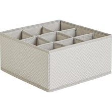 Larskas Ocean Home Textile 9 Bölmeli Petek Gri Balıksırtı Çekmece Içi Düzenleyici Kutu 28 x 28 x 13 cm