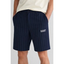 Gant Men's Regular Fit Striped Bermuda Navy Shorts Erkek Kanvas Bermuda Şort Lacivert