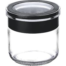 Sync Ticaret Cam Kavanoz, Cam Saklama Kabı, Sızdırmaz Kaplar (Siyah, 300 Ml)