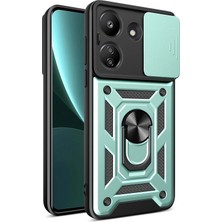 Durukar®   Redmi 13C Kılıf Pars Lens Yüzüklü Silikon - Yeşil