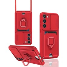Durukar®  Samsung Galaxy S24 Plus Kılıf Zuma Kartvizitli Yüzüklü Silikon - Kırmızı