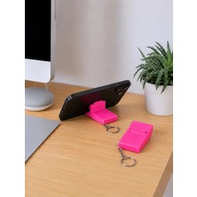 Tarzını Seç 3’ü 1 Arada Mini Telefon Tutucu Anahtarlık Charm – Pembe 3,5 × 7 × 1 cm