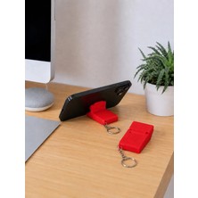 Tarzını Seç 3’ü 1 Arada Mini Telefon Tutucu Anahtarlık Charm – Kırmızı 3,5 × 7 × 1 cm