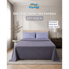 Uysal Örgü Pike Takımı %100 Pamuklu Antrasit Çift