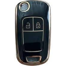 Larskas Autohan Keys Astra J, Corsa D, Corsa E, Insignia, Mokka, Meriva Için Akıllı Anahtar Kutusu, Siyah-Altın, 2 Düğmeli Anahtar Kılıfı