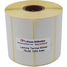 Larskas Lamine Termal Etiket 70MM x 30MM Ruloda 1000 Adet 40MM Kuka Çapında Direk Termal Transfer Etiketi