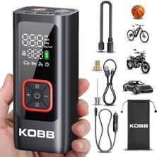 Larskas Kobb KB426 Şarjlı Dijital Lastik Şişirme Pompası, 12V, 150 Psı, 2000MAH Li-Ion, Powerbank, LED Lamba, 16X6.6X5 cm