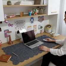 Larskas Keçe Bilgisayar Mouse Pedi Kıvrımlı 98X45 cm Antrasit Renk Çalışma Masası Düzenleyici 3 mm Kalınlık Masa Üstü Düzenleyici Mat