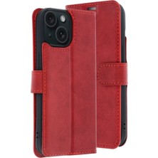 Durukar®   iPhone 15 Trend S Plus Kapaklı Kılıf - Kırmızı