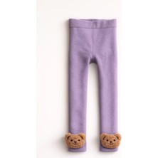 Bony Socks Çocuk Teddy Aksesuarlı Içi Havlu Tayt Lila