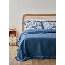 Bella Maison %100 Pamuk Paisley Çift Kişilik Pike Takımı Mavi (200X220 Cm)