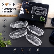 Safir 4'lü Mika Kristal Görünümlü Kayık Çerezlik Seti | Şeffaf Sunum Tabağı | Dayanıklı Mika Malzeme