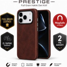 PLM Prestige iPhone 17 Pro Max Uyumlu, Full Grain Hakiki Deri Kılıf, Magsafe Uyumlu, Premium Koruma, El Yapımı