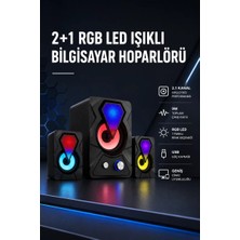 TKÇ 2+1 Rgb LED Işıklı Güçlü Bas Sistemli Bilgisayar Hoparlörü