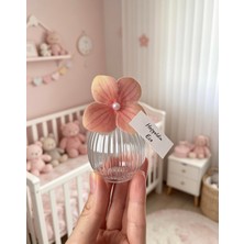 Pearl Star (50 Adet)Somon Ortanca Çiçekli-Etiketli Mika Plastik Çizgili Top Model Boş Kolonya Şişesi 50ML(TIPA+KAPAK)