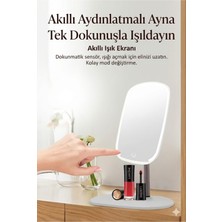 TKÇ Dokunmatik LED Işıklı Makyaj Aynası Dikdörtgen 3 Renk Işık LED Masa Aynası