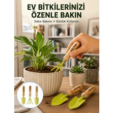 Belle Fusion Mey Ithalat® Ahşap Saplı Mini Bahçe El Aleti Seti Saksı ve Çiçek Bakım Seti