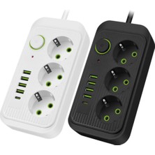 Sync Ticaret Akım Korumalı Priz Çoklayıcı - 2500W Grup Priz Uzatma Kablosu, Eu Priz Girişi, 4 USB ve 1 Type-C Por