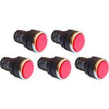 Emas Monoblok Buton 22 mm Düz Yaylı 1NK Kırmızı (5 Adet)(MB200DK)