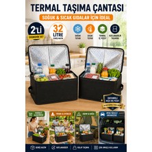 Open City 2'li Set 32 Litre Termal Taşıma Çantası Araç Bagaj Organizeri Katlanabilir Soğuk Sıcak Saklama Çanta