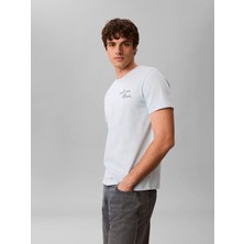 Calvin Klein Erkek Mavi Calvin Klein Ss 30S Eu Ck Trvl Lı, 3ud Mavi Erkek T-Shirt