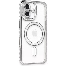 Mey İthalat Mey Ithalat®   iPhone 16 Kılıf Joke Simli Magneticsafe Kılıf - Gri
