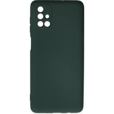 Mey İthalat Mey Ithalat®  Samsung Galaxy M51 Kılıf Nano Içi Kadife Silikon - Koyu Yeşil