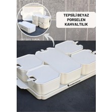 Empressco Şık 5’li Porselen Kahvaltılık Takımı, Kapaklı ve Kaşıklı Set