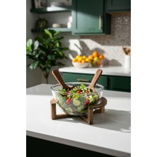 Acar Bosco Akasya Salata Servis Kasesi & Çatal Kaşık - 2700 ml