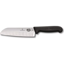 Sync Ticaret Victorinox Fibrox Santoku Bıçağı, Tırtıklı Kesim, Ekstra Keskin Bıçak, Paslanmaz Çelik, Bulaşık Maki
