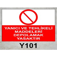 Baysan Yangın Yanıcı ve Tehlikeli Maddeleri Depolamak Yasaktır Uyarıcı Levha
