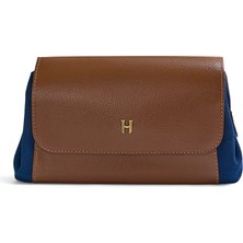Helmbrook London Connel Unisex Mini Kanvas Çanta Günlük Kullanım Küçük El Çantası Lacivert Taba