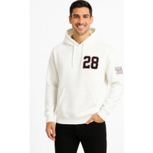 Nova Epoxy Art   Üç Iplik Kapüşonlu Ön ve Arka Baskılı Sweatshirt Hoodie - Beyaz