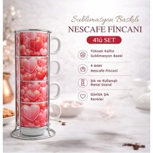 Kalpli Süblimasyon Baskılı 4'lü Nescafe Fincan Takımı