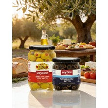 Zeytino Biberli Yeşil Zeytin 400 gr (141/160) 4xl Cam Kavanoz & Siyah Dilimli Zeytin 200 gr Cam Kavanoz