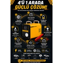 Goes Akü Takviye 1600A 16.000MAH 150 Psı Hava Kompresörü Powerbank LED Fener Basınçlı Üfleme 4'ü 1 Arada