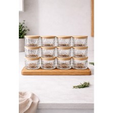 Empressco Bambu Vakum Kapaklı Cam Kahvaltılık Çerezlik 12'li 260 ml Set