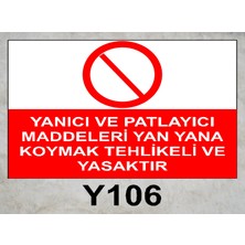 Baysan Yangın Yanıcı ve Patlayıcı Maddeleri Yan Yana Koymak Tehlikeli ve Yasaktır Uyarıcı Levha