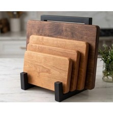 Falcon Demir Çelik Modern Tasarım Metal Doğrama Tahtası Standı - Siyah Dekoratif Mutfak Düzenleyici