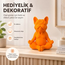 Ovra Turuncu Meditasyon Bulldog Dekoratif Biblo 3D Baskı Ev Ofis Dekoru