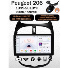 Conio Peugeot 206 1999-2010 Uyumlu 6gb Ram 128GB Android 14 Navigasyon Multimedya Tesla Ekran Kablosuz Carplay Android Auto Bluetooth Wifi Geri Görüş Kameralı