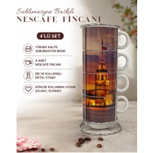 Kız Kulesi Süblimasyon Baskılı 4'lü Nescafe Fincan Takımı