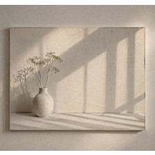 HiperAD Reklam Minimalist Vazo ve Gölge Tasarımlı Beyaz Dekota Tablo – 3 mm Kalınlıkta Duvar Tablosu Arkası Bantlı