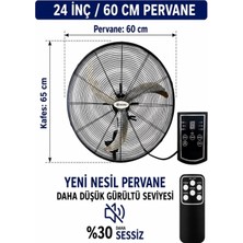 Muzeko MZK600 24 Inç 60CM 160W Kumandalı Duvar Tipi Sanayi Vantilatör Evde Kullanım Için Uygun Değildir