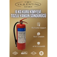 Vallentina 6 kg Kuru Kimyevi Tozlu Yangın Söndürme Cihazı Tse-Hyb Belgeli Yüksek Performanslı