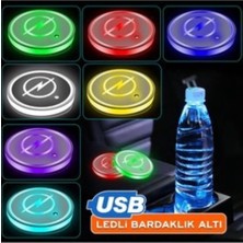 Şenyıldız Aksesuar Opel Uyumlu 2 Adet Gece Sensörlü Ledli Bardaklık Altı USB Sarjlı 7 Farklı Renk Degiştirebilen