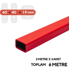 MM DEMİR MARKET mm Demir MARKET-60X40X1,9 mm Boyalı Kutu Profil 6 Metre (3 x 2 Metre) | Dikdörtgen Çelik Profil | Kaynaklanabilir Metal Profil