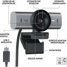 Logitech LOGİTECH MX Brio Ultra HD 4K 1080p Mikrofonlu Webcam Koyu Gri (960-001549)