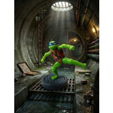 Hureggo Vintage Teenage Mutant Ninja Turtles (Tmnt) – Leonardo "sewer Base" Koleksiyonluk Masaüstü Figür / 8.5 cm